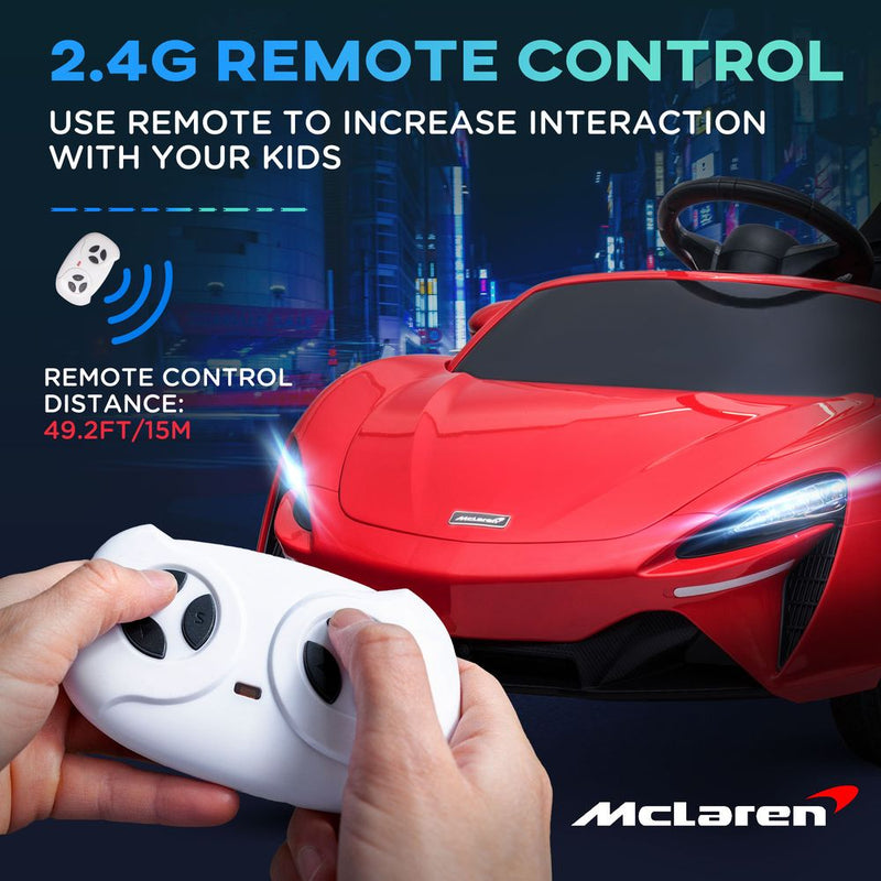 McLaren Licensed 12V Kids Electric Ride-On Car w/ Remote Control, Music - Red