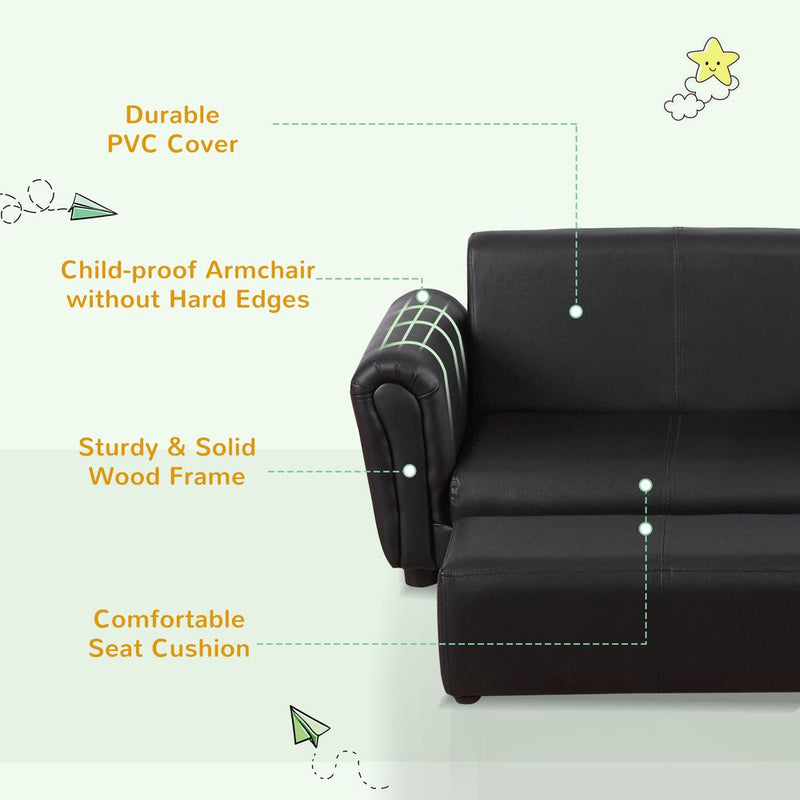 Kids Sofa Set 2 Seater Seat Furniture Armchair Footstool