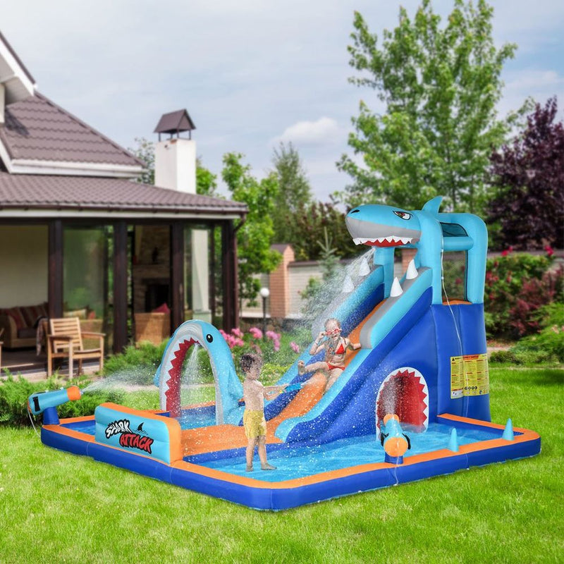 Outsunny 6 in 1 Kids Bouncy Castle w/ Slide, Pool, Trampoline, Blower