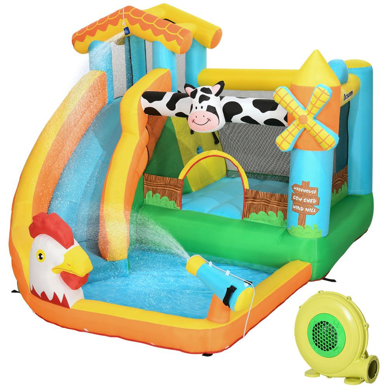 Outsunny Inflatable House, Kids Bounce Castle with Inflator, Bag