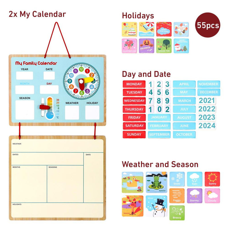 My Family Calendar Magnetic Wooden Weather Board Gift for Kids 3yrs+