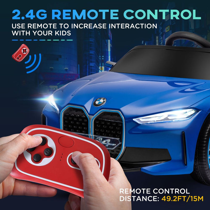 HOMCOM BMW i4 Licensed 12V Kids Electric Ride-On Car with Remote Control - Blue