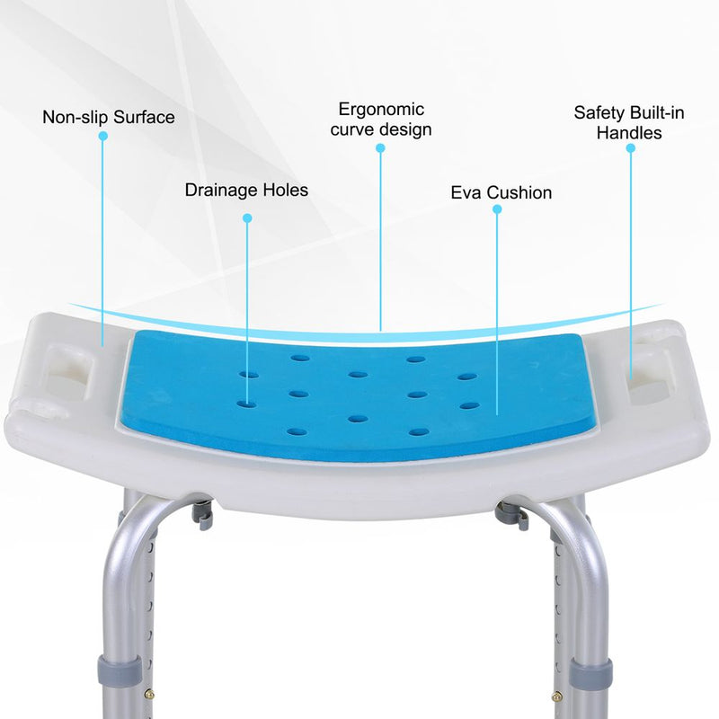 Adjust Aluminum Bath Stool Spa Shower Chair Non-Slip w/ Shower Hole