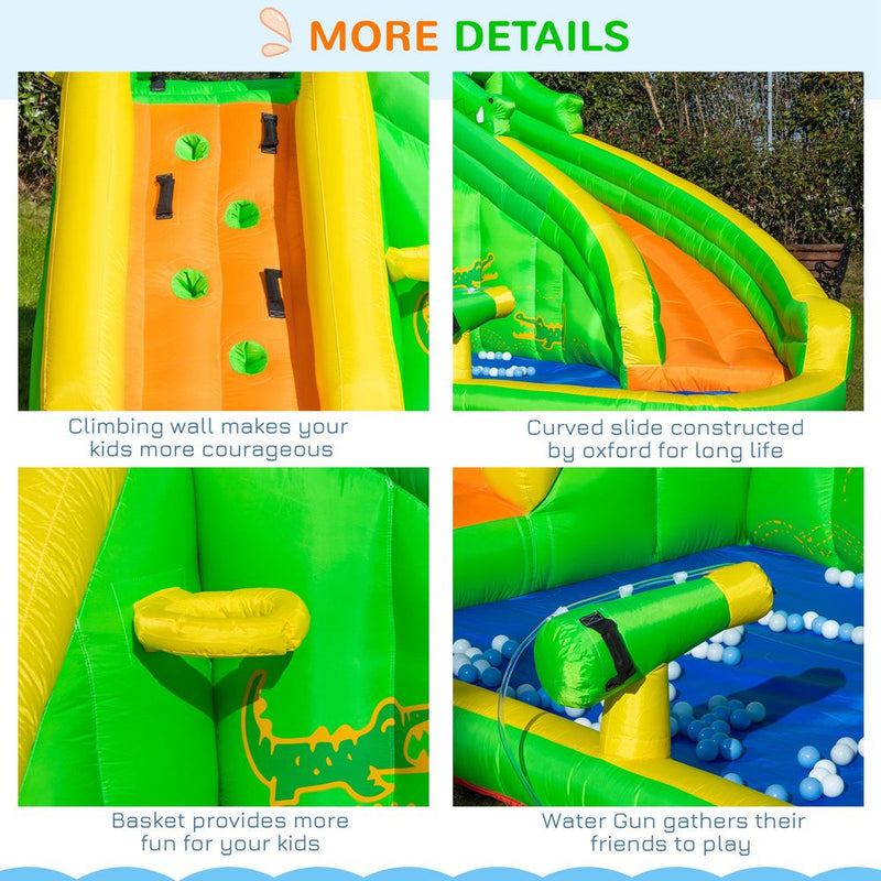 Kids Bouncy Castle with Slide Pool Basket Gun Climbing Wall W/ Blower