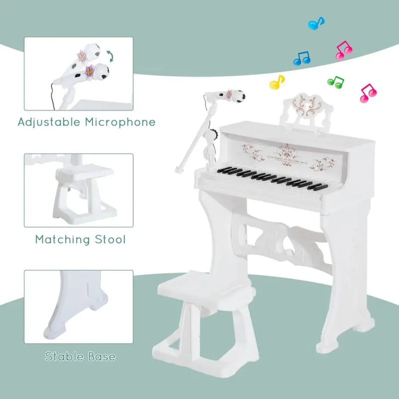 37/32 Key Kids Battery Keyboard Mini Grand Piano Stool Microphone Toy