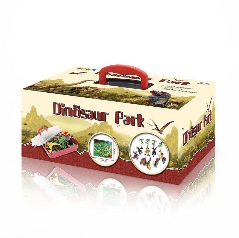 Realistic Dinosaur Toy Figure Set with Activity Play Mat & Trees for kids - Includes TRex Triceratops Velociraptor