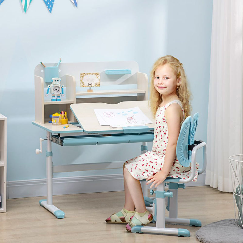 Height Adjustable Kids Desk and Chair Set for Ages 3-12Yrs - Blue