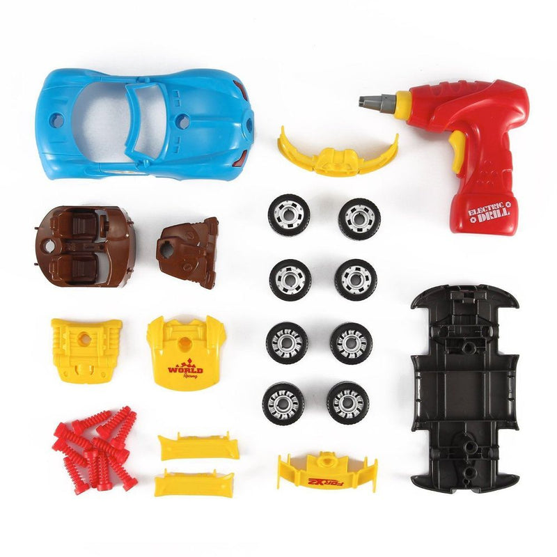 30 PC Racing Car Take-A-Part Toy for Kids with Tool Drill Light & Sound