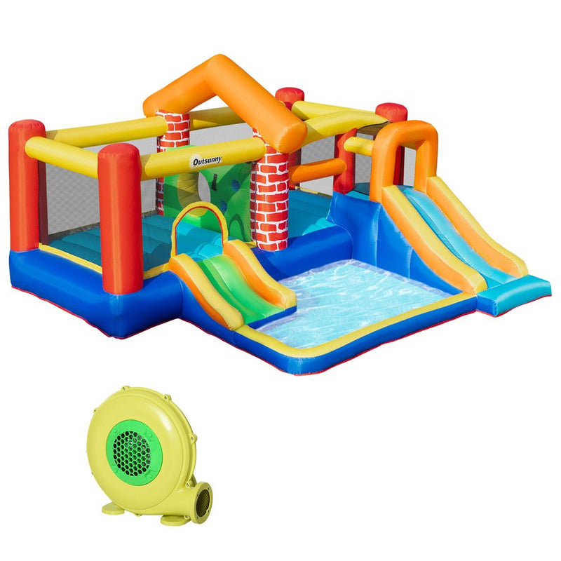 Kids Bouncy Castle with Double Slides Pool Trampoline with Blower