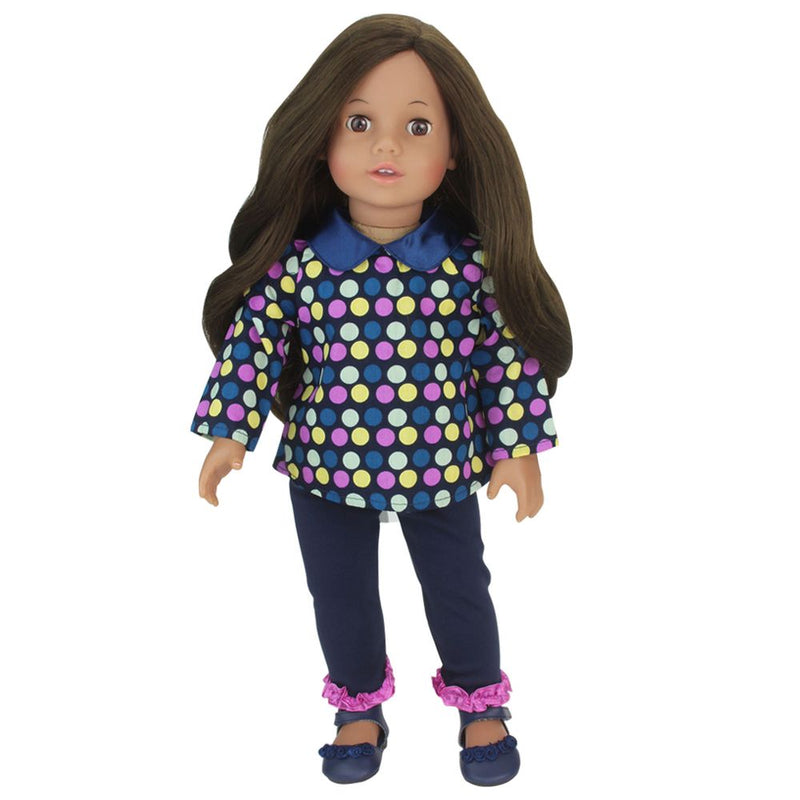 18 Inch Doll "Catherine"  Polka Dot Outfit & Shoes