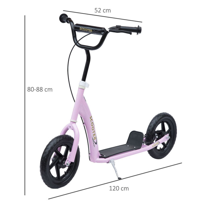 Push Scooter Teen Kids Stunt Bike Ride On with 12" EVA Tyres, Pink HOMCOM