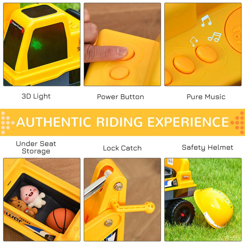 Ride on Excavator Digger Music Light for 2-3 Years Old Yellow