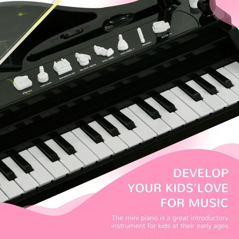 AIYAPLAY 32 Keys Kids Piano Keyboard with Stool, Lights, Microphone, Black