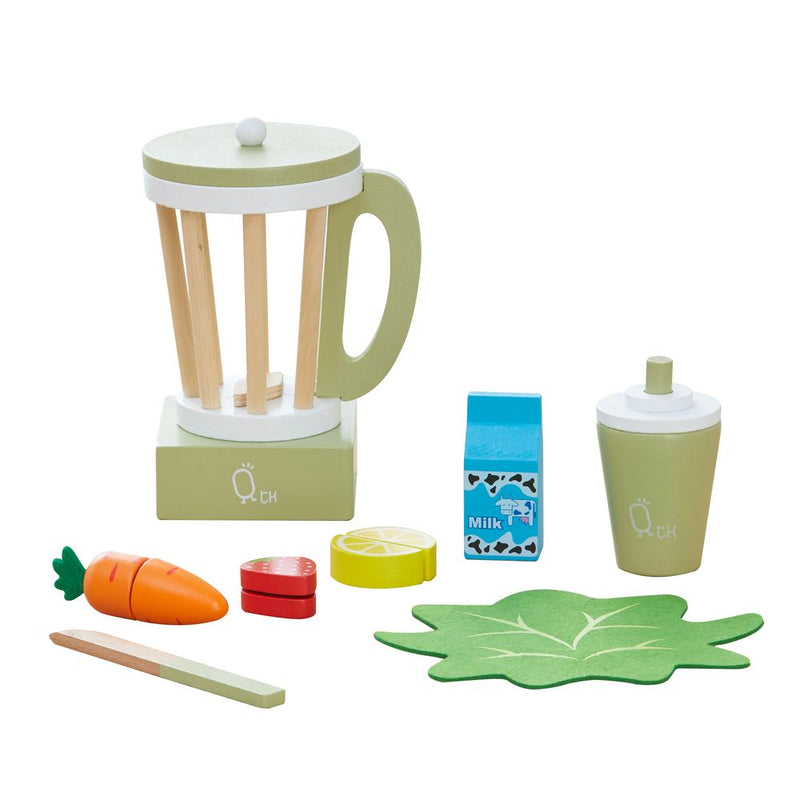 Wooden Blender Toy Play Kitchen Accessories 13 Pc Green