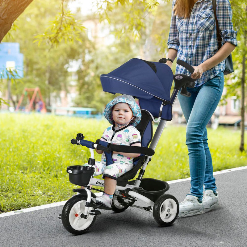 6 in 1 Trike for Toddler 1-5 Years with Parent Handle, Dark Blue