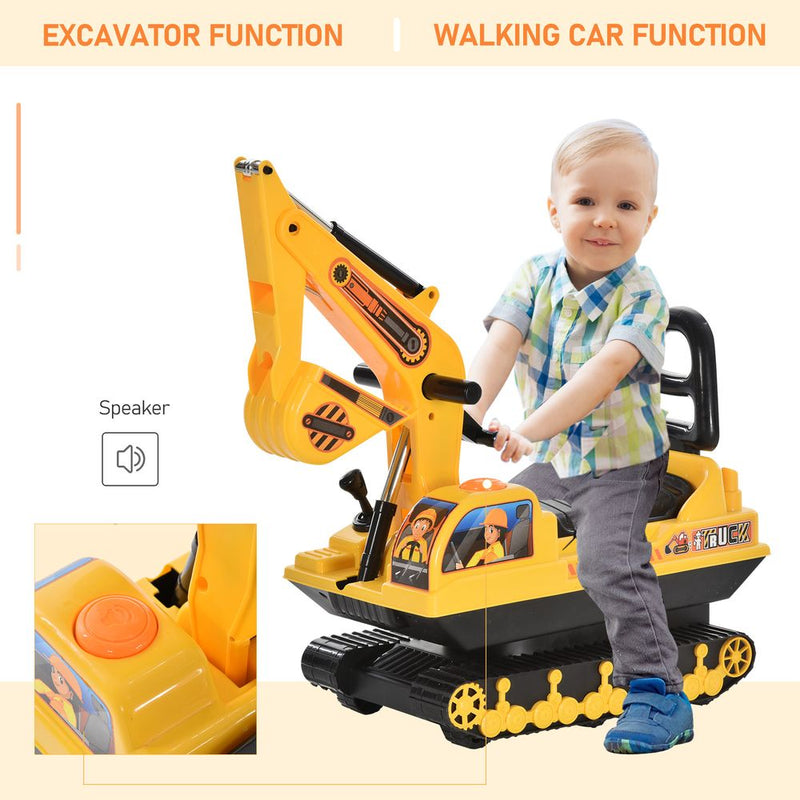 Ride On Excavator Toy Tractors Digger Movable Walker Construction Truck HOMCOM