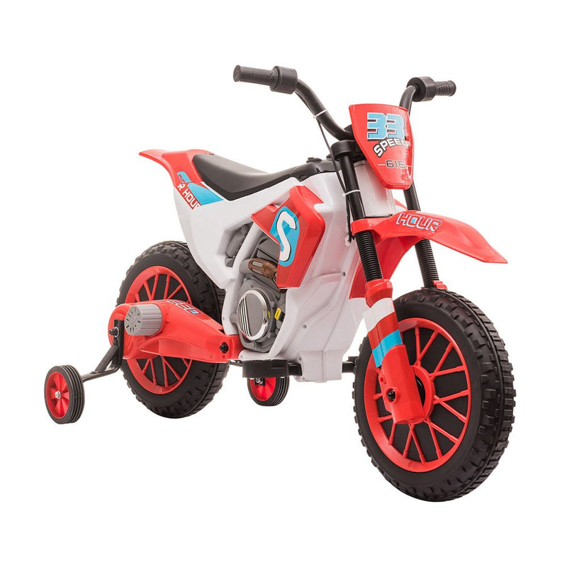 Kids Motorbike Electric Ride-On Toy w/ Training Wheels, for 3-5 Yrs - Red