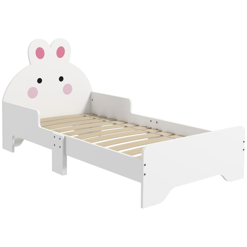 Toddler Single Bed Frame Furniture, Rabbit Design - White