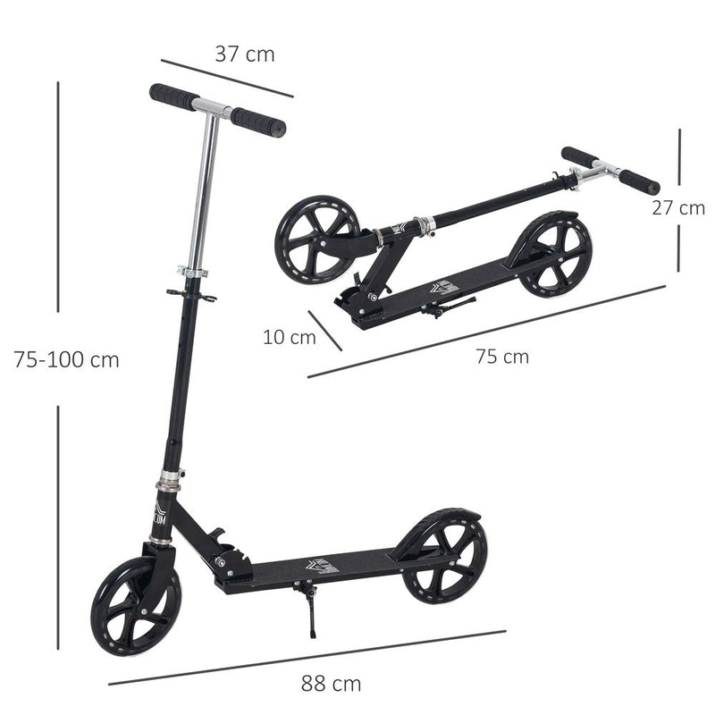 Kids Scooter Ride On Toy Height Adjustable For 7-14 Years Black