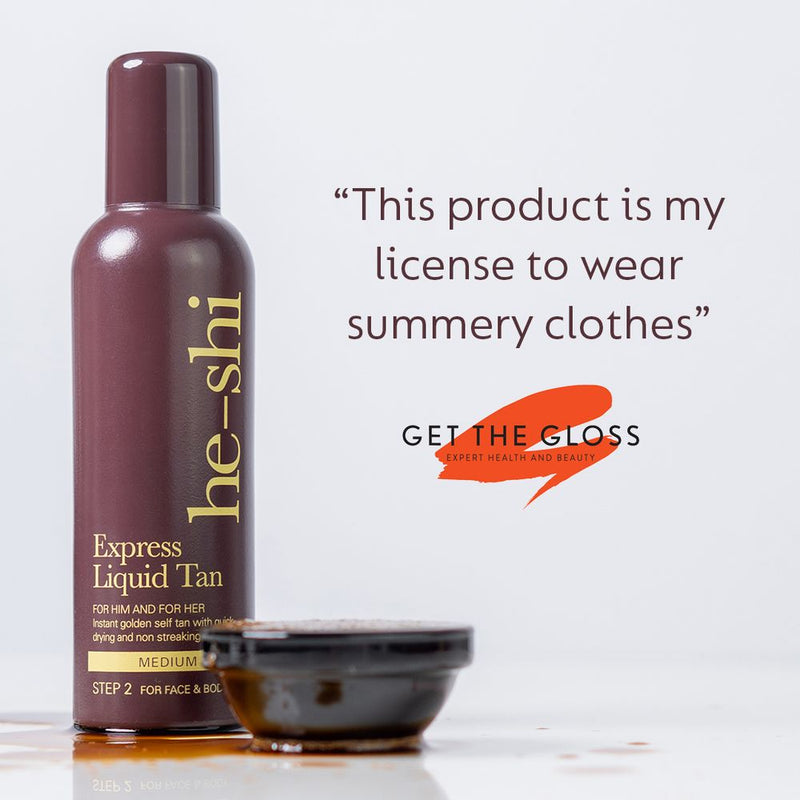 He-Shi Express Liquid Instant Self Tan 150ml - Medium Tan - Quick Dry - Easy to Apply