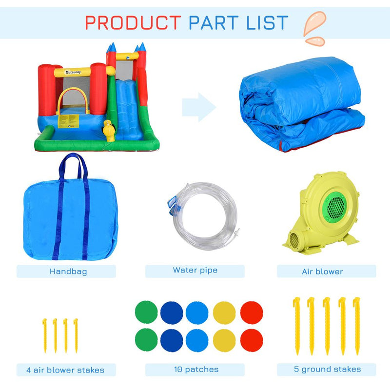 Kids Bouncy Castle w/ Slide Water Pool Climbing Wall & Trampoline