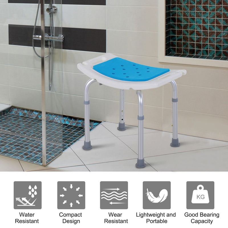 Adjust Aluminum Bath Stool Spa Shower Chair Non-Slip w/ Shower Hole