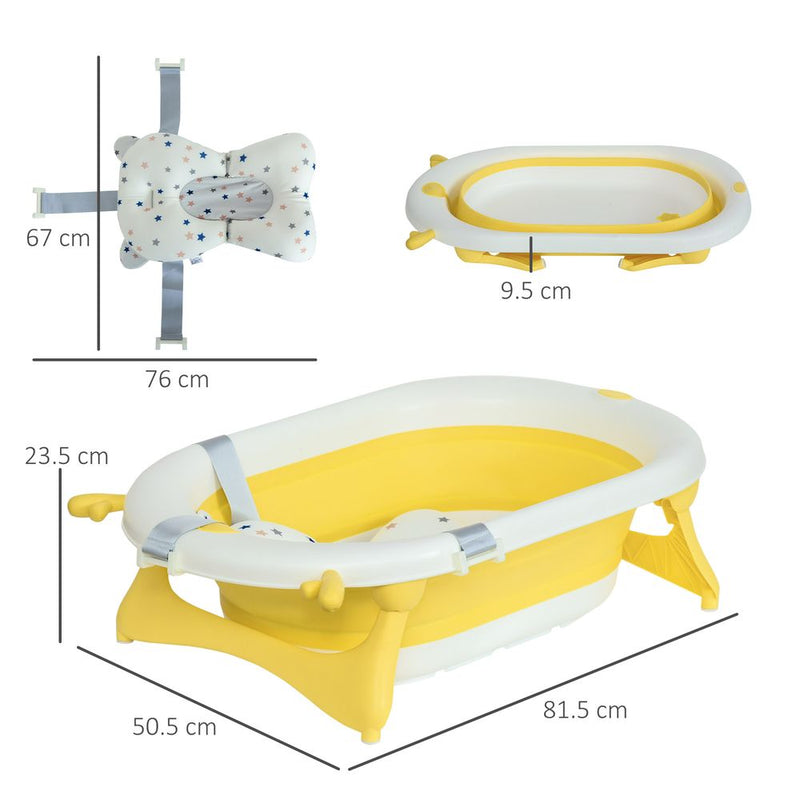 Foldable Baby Bath Tub Ergonomic with Temperature-Induced Water Plug