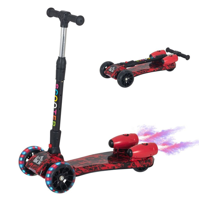 Kids Wheel E-Scooter Light Music Water Spray Rechargeable 3-6 Yrs Red