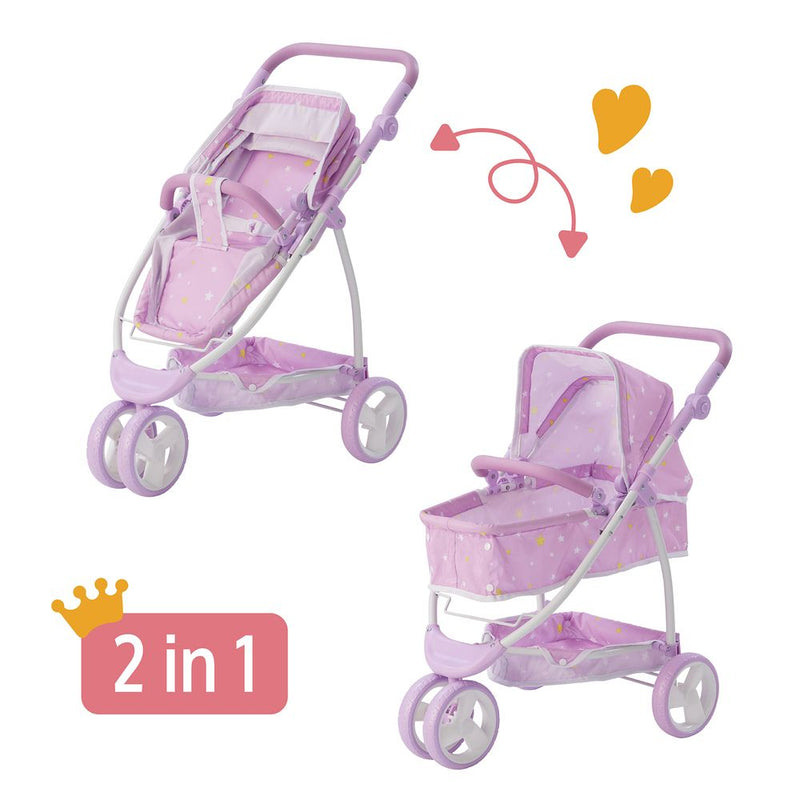 Olivia's Little World 2 in 1 Baby Doll Stroller Pram Foldable Purple OL-00010