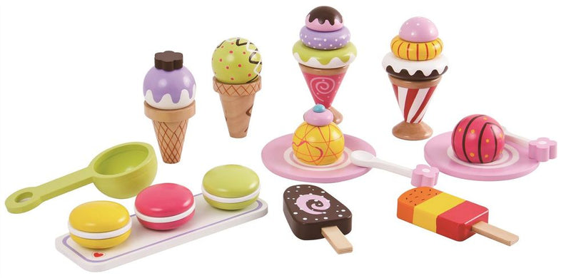 Lelin Wooden 25 Pieces Ice Cream Selection Pretend Play Set