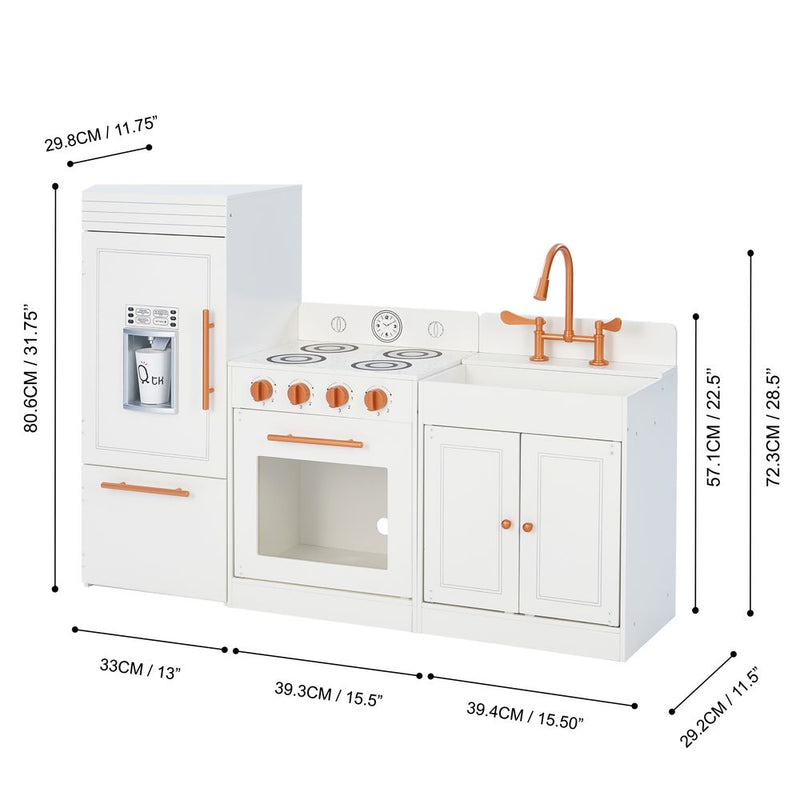 Large Wooden Kitchen Toy Kitchen Rose Gold With Ice Maker