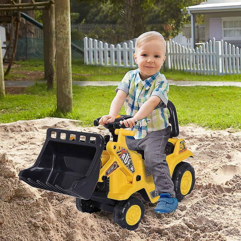 Kids Ride-On Bulldozer Toddler Scooter Storage Cart Construction Truck