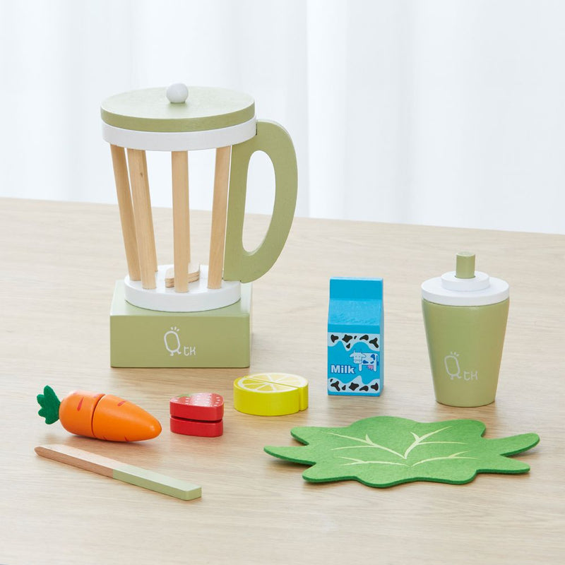 Wooden Blender Toy Play Kitchen Accessories 13 Pc Green