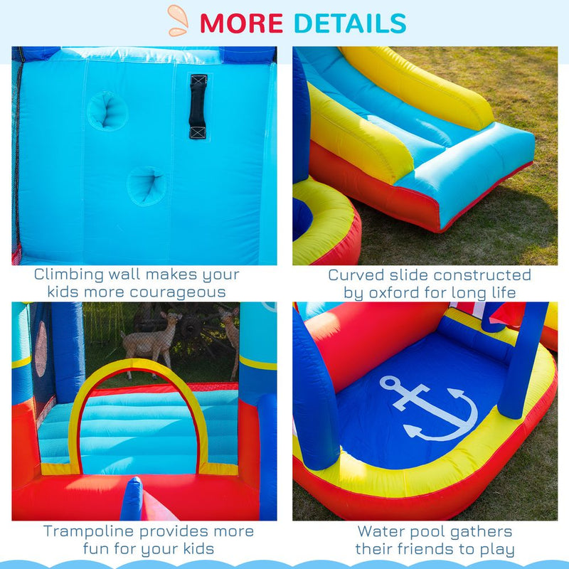 Kids Bouncy Castle with Slide Pool Trampoline Climbing Wall w/ Blower