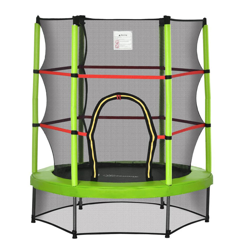 Kids Trampoline Mini Bouncer w/ Enclosure Net Age 3-6 Years Green