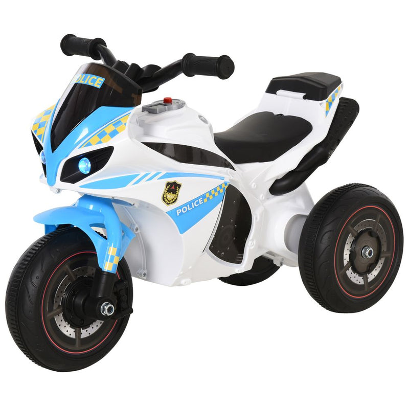 Kids Ride-On Police Bike 3-Wheel Vehicle w/ Music Lights 18-36 Mths