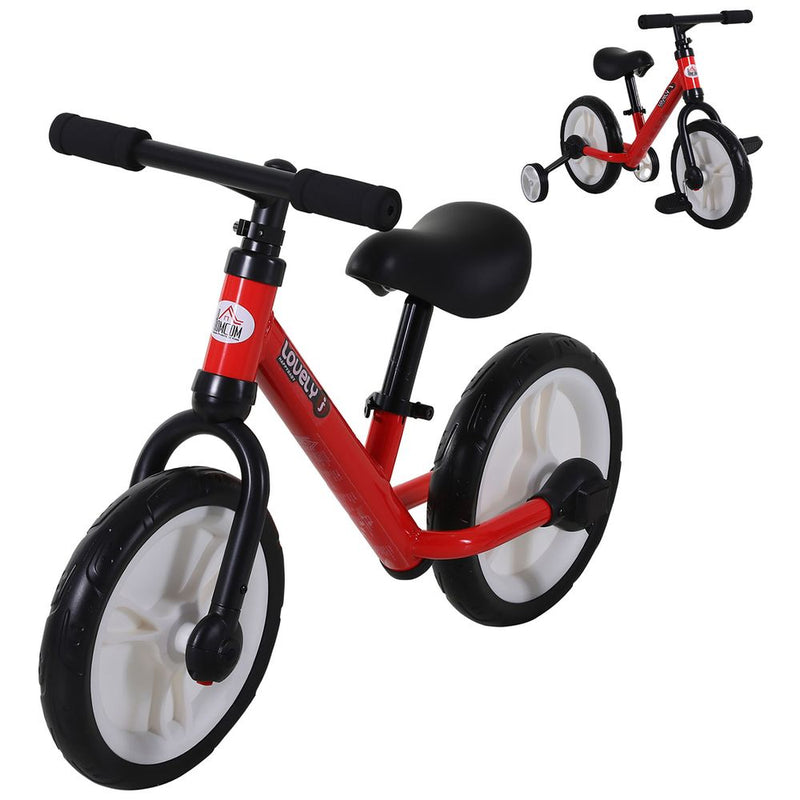 Kids Balance Training Bike Toy w/ Stabilizers For Child 2-5 Years Red HOMCOM