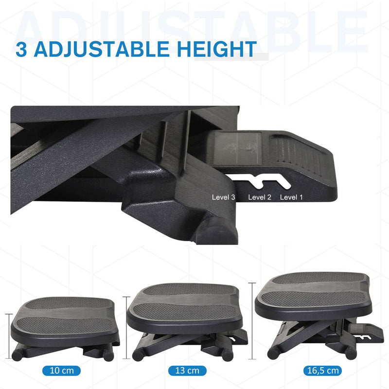 Adjustable Under-Desk Footrest Height Angle Tilt Anti-Slip HOMCOM