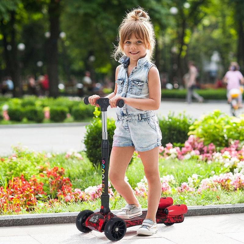 Kids Wheel E-Scooter Light Music Water Spray Rechargeable 3-6 Yrs Red