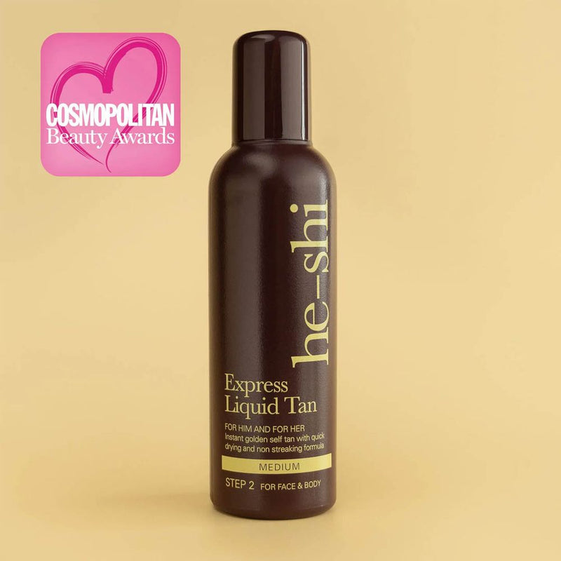 He-Shi Express Liquid Instant Self Tan 150ml - Medium Tan - Quick Dry - Easy to Apply