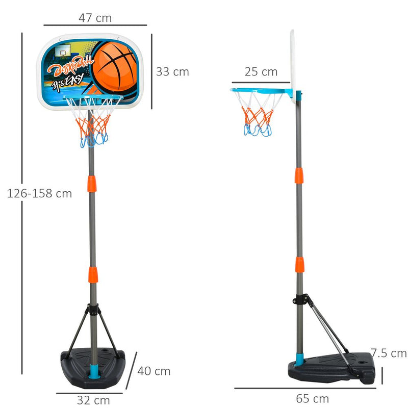 3 Pcs Kids Basketball Set Hoop Ball Pump Height Fillable Base 3-8 Yrs