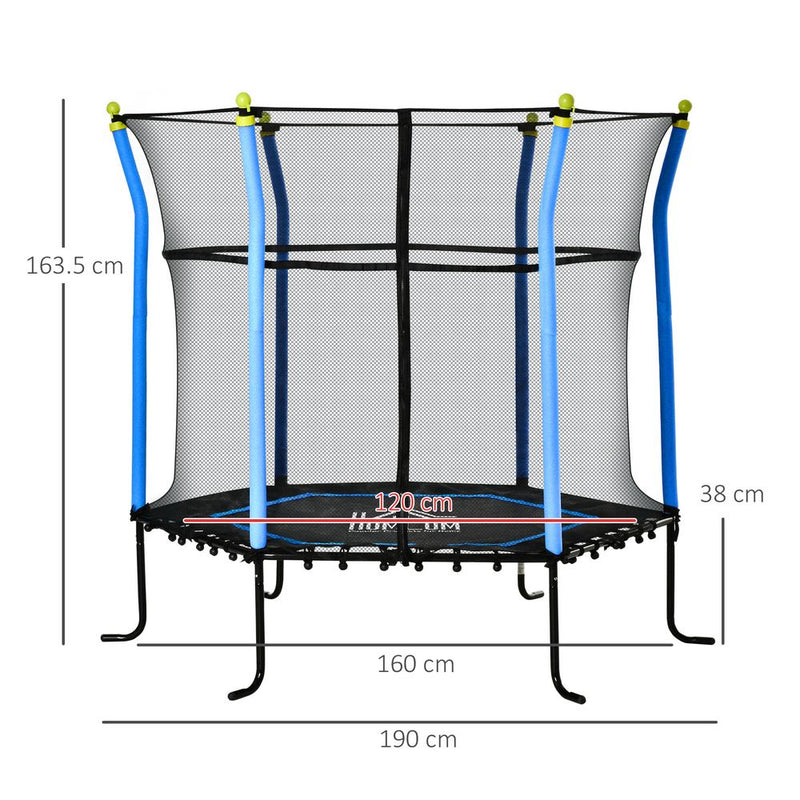 5.2FT Kids Trampoline With Enclosure Indoor Outdoor for 3-10 Years Blue