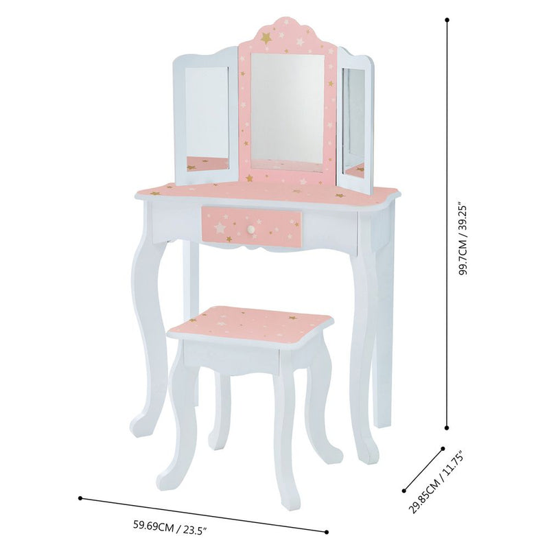 Fantasy Fields Star Dressing Tables Vanity Table w/ Mirror & Stool