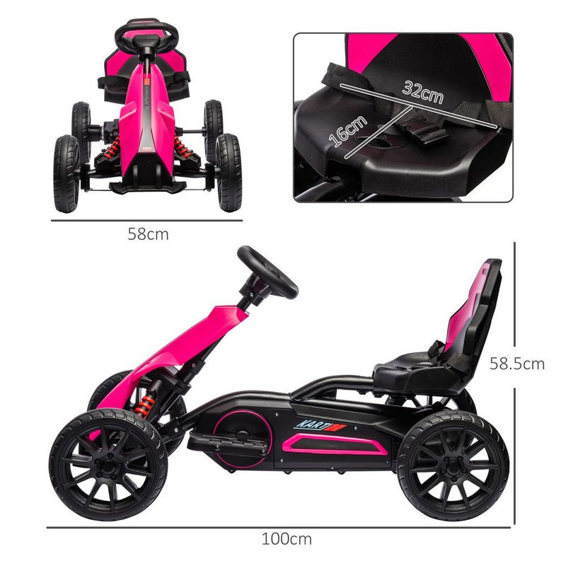 12V Electric Go Kart with Forward Reversing 2 Speeds for 3-8 Yrs - Pink