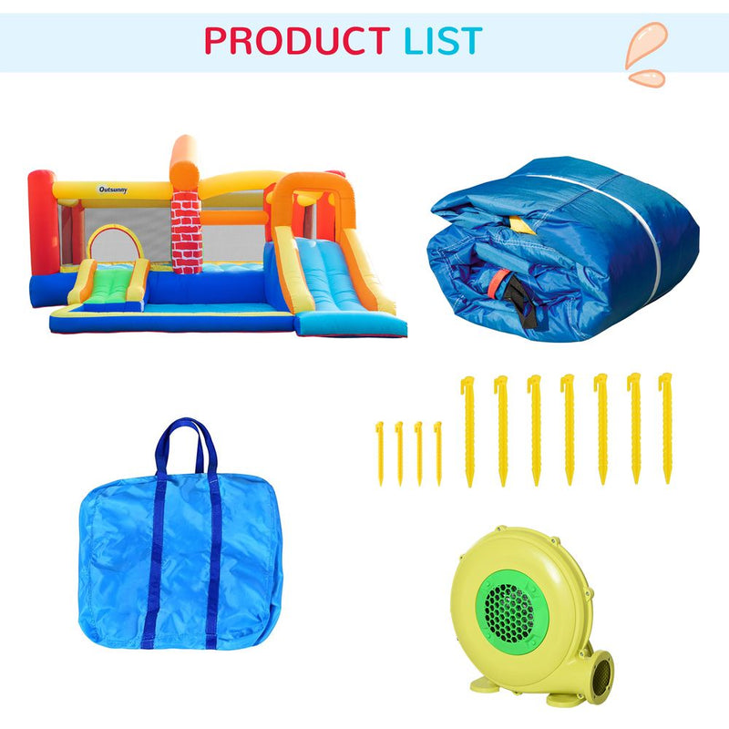 Kids Bouncy Castle with Double Slides Pool Trampoline with Blower