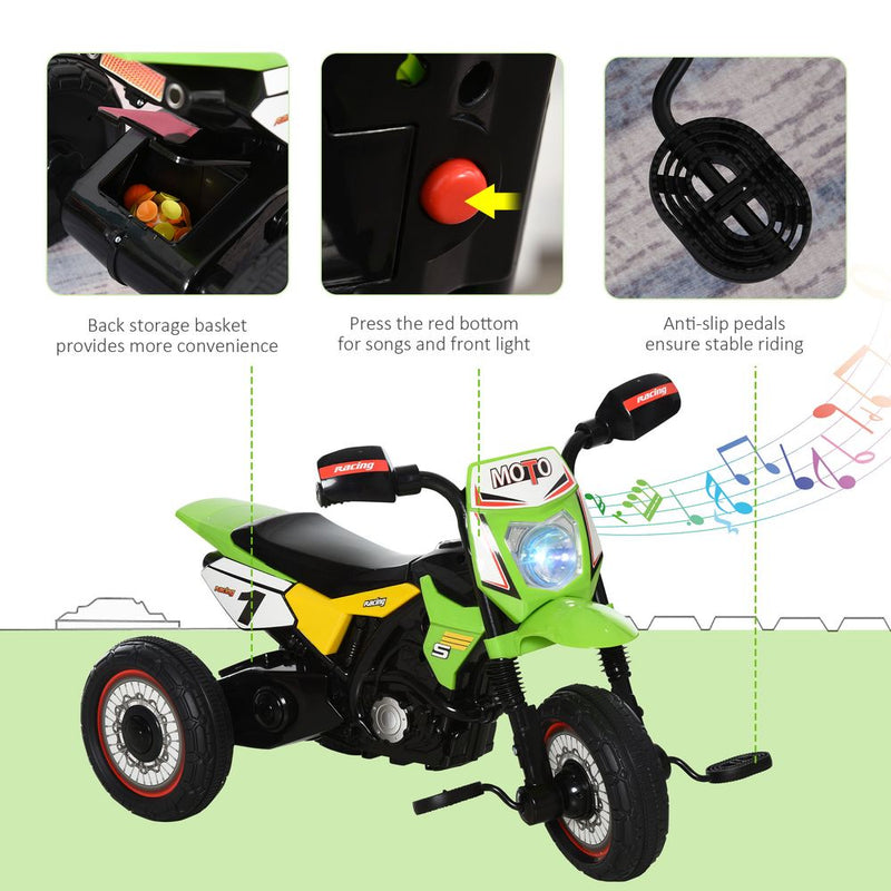 Toddler Pedal Tricycle Ride-On Learning Music Lights 18-36 Mnt Green