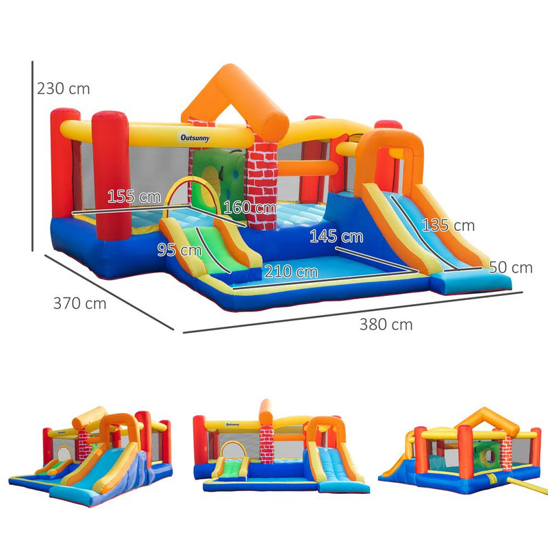 Kids Bouncy Castle with Double Slides Pool Trampoline with Blower