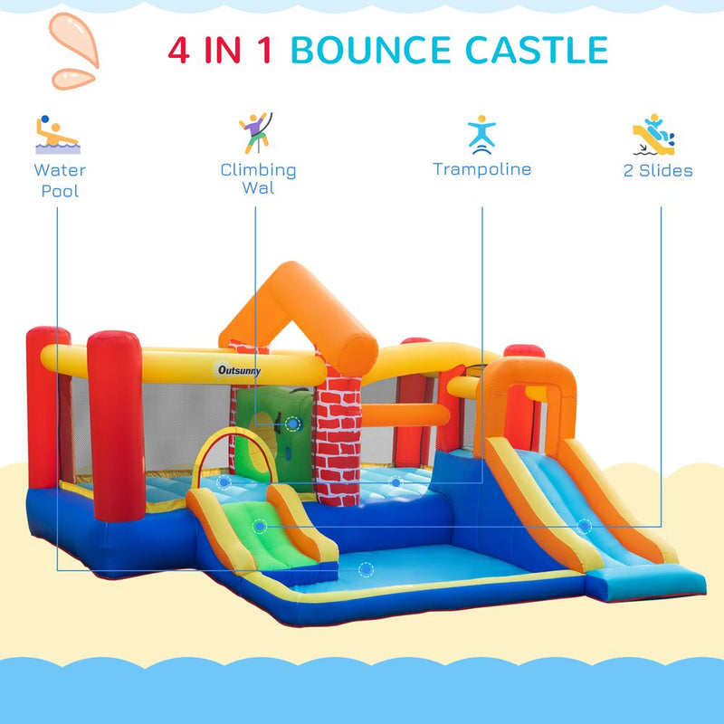 Kids Bouncy Castle with Double Slides Pool Trampoline with Blower