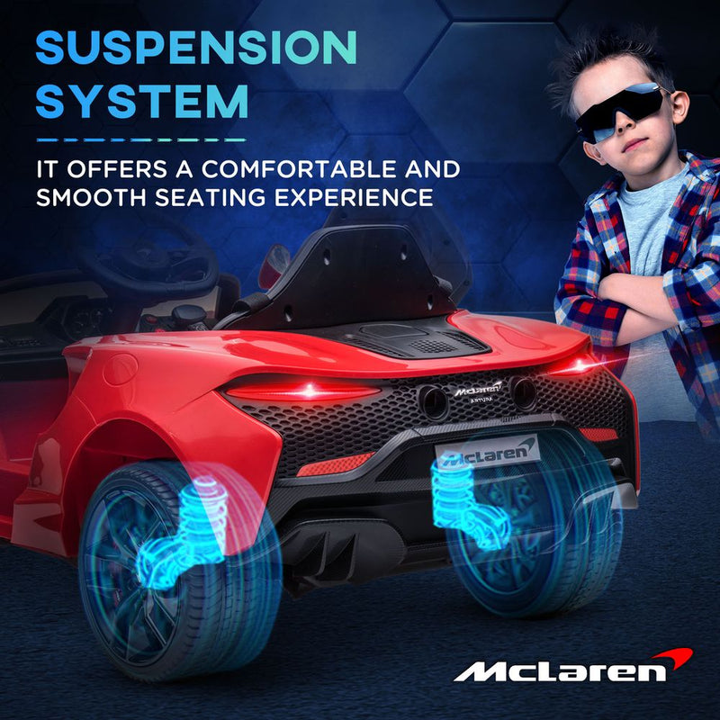 McLaren Licensed 12V Kids Electric Ride-On Car w/ Remote Control, Music - Red