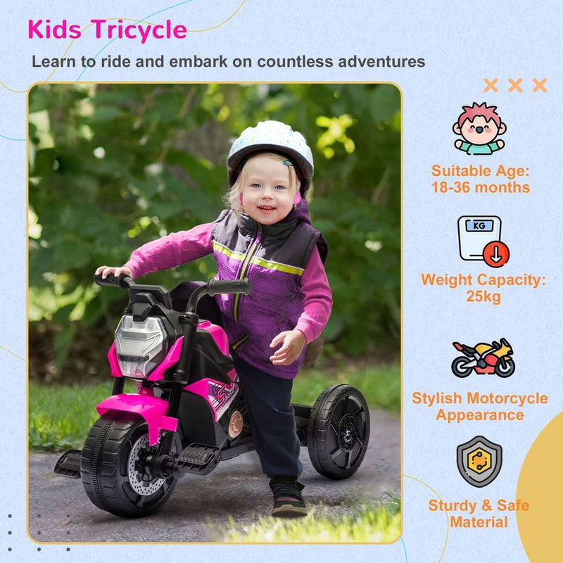 AIYAPLAY 3 in 1 Baby Trike with Headlights, Music, Horn - Pink